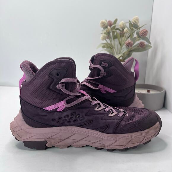 Hoka One One Anacapa Breeze Aero Mid Trail Running Shoe Raisin/Mauve Women 9.5B - Picture 6 of 10